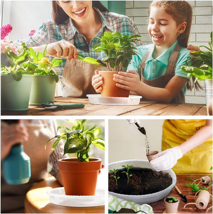 Plant Saucer, 5 Pack, 15 Inch, round Plant Trays for Indoors, Clear Plastic Plant Pot Saucers, Durable Flower Pots with 5 Plant Labels (15'' - 5 Pack)