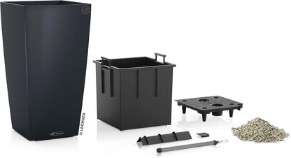 CUBICO Color 40 Slate, Self-Watering Tall Planter, H29.5 L15.7 W15.7 In