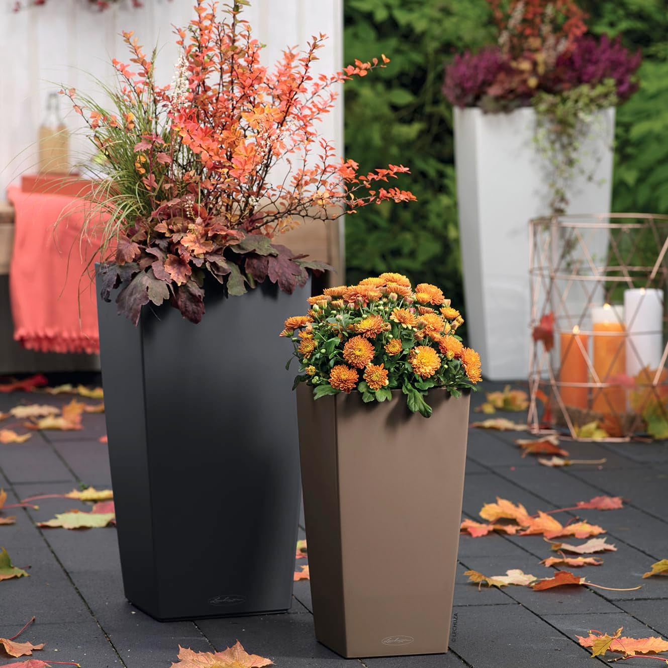 CUBICO Color 40 Slate, Self-Watering Tall Planter, H29.5 L15.7 W15.7 In